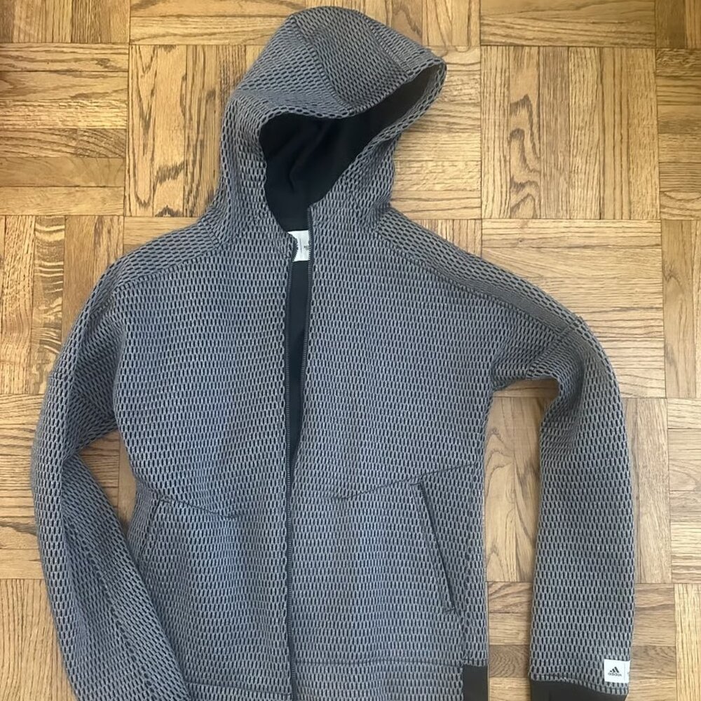 Adidas‎ x Reigning Champ Men's M Black Gray Spacer ZNE Mesh Bomber Jacket Hoodie